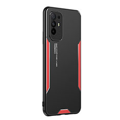 Handyhülle Hülle Luxus Aluminium Metall und Silikon Rahmen Tasche PB1 für Oppo Reno5 Z 5G Rot