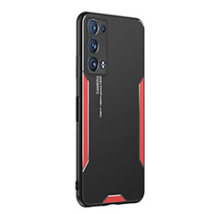 Handyhülle Hülle Luxus Aluminium Metall und Silikon Rahmen Tasche PB1 für Oppo Reno6 Pro 5G Rot