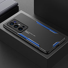 Handyhülle Hülle Luxus Aluminium Metall und Silikon Rahmen Tasche PB1 für Vivo X70 Pro+ Plus 5G Blau