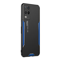 Handyhülle Hülle Luxus Aluminium Metall und Silikon Rahmen Tasche PB2 für Realme Q3i 5G Blau