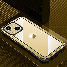 Handyhülle Hülle Luxus Aluminium Metall und Silikon Rahmen Tasche QC1 für Apple iPhone 14 Gold