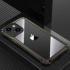 Handyhülle Hülle Luxus Aluminium Metall und Silikon Rahmen Tasche QC1 für Apple iPhone 14 Plus Schwarz