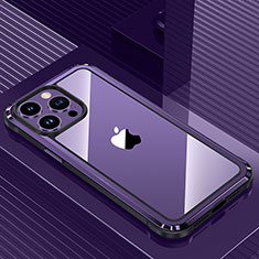 Handyhülle Hülle Luxus Aluminium Metall und Silikon Rahmen Tasche QC1 für Apple iPhone 14 Pro Max Violett