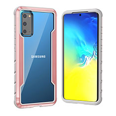 Handyhülle Hülle Luxus Aluminium Metall und Silikon Rahmen Tasche RJ1 für Samsung Galaxy S20 Rosegold