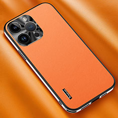 Handyhülle Hülle Luxus Leder Schutzhülle AT2 für Apple iPhone 14 Pro Max Orange