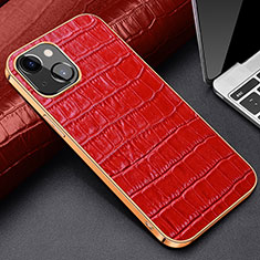 Handyhülle Hülle Luxus Leder Schutzhülle für Apple iPhone 15 Rot