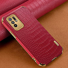 Handyhülle Hülle Luxus Leder Schutzhülle für Oppo Reno5 Z 5G Rot