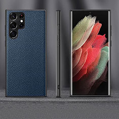 Handyhülle Hülle Luxus Leder Schutzhülle für Samsung Galaxy S22 Ultra 5G Blau