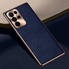 Handyhülle Hülle Luxus Leder Schutzhülle H01 für Samsung Galaxy S21 Ultra 5G Blau