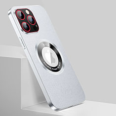 Handyhülle Hülle Luxus Leder Schutzhülle mit Mag-Safe Magnetic Magnetisch für Apple iPhone 13 Pro Max Silber