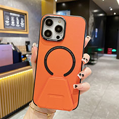Handyhülle Hülle Luxus Leder Schutzhülle mit Mag-Safe Magnetic Magnetisch für Apple iPhone 14 Pro Max Orange