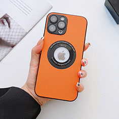 Handyhülle Hülle Luxus Leder Schutzhülle mit Mag-Safe Magnetic Magnetisch für Apple iPhone 14 Pro Max Orange