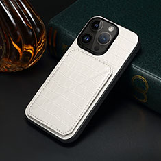 Handyhülle Hülle Luxus Leder Schutzhülle MT5 für Apple iPhone 15 Pro Max Weiß