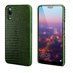 Handyhülle Hülle Luxus Leder Schutzhülle P03 für Huawei P20 Grün