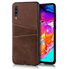 Handyhülle Hülle Luxus Leder Schutzhülle R01 für Samsung Galaxy A70 Braun