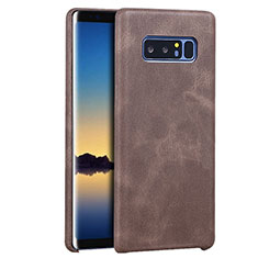 Handyhülle Hülle Luxus Leder Schutzhülle R01 für Samsung Galaxy Note 8 Duos N950F Braun