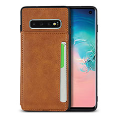 Handyhülle Hülle Luxus Leder Schutzhülle R01 für Samsung Galaxy S10 Orange