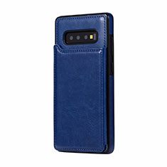 Handyhülle Hülle Luxus Leder Schutzhülle R01 für Samsung Galaxy S10 Plus Blau