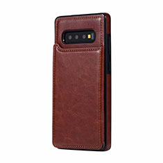 Handyhülle Hülle Luxus Leder Schutzhülle R01 für Samsung Galaxy S10 Plus Braun