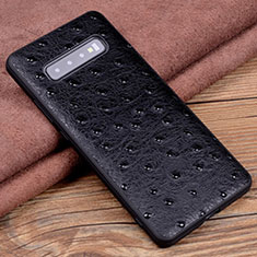 Handyhülle Hülle Luxus Leder Schutzhülle R04 für Samsung Galaxy S10 Plus Schwarz