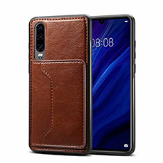 Handyhülle Hülle Luxus Leder Schutzhülle R05 für Huawei P30 Braun