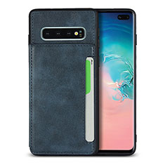 Handyhülle Hülle Luxus Leder Schutzhülle R05 für Samsung Galaxy S10 Plus Blau