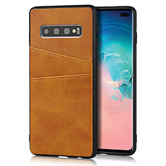 Handyhülle Hülle Luxus Leder Schutzhülle R06 für Samsung Galaxy S10 Plus Orange