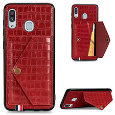 Handyhülle Hülle Luxus Leder Schutzhülle S01D für Samsung Galaxy A30 Rot