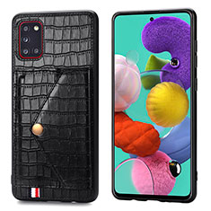 Handyhülle Hülle Luxus Leder Schutzhülle S01D für Samsung Galaxy A31 Schwarz