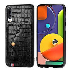 Handyhülle Hülle Luxus Leder Schutzhülle S01D für Samsung Galaxy A50 Schwarz