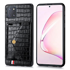 Handyhülle Hülle Luxus Leder Schutzhülle S01D für Samsung Galaxy A81 Schwarz