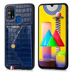 Handyhülle Hülle Luxus Leder Schutzhülle S01D für Samsung Galaxy M31 Prime Edition Blau