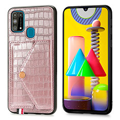 Handyhülle Hülle Luxus Leder Schutzhülle S01D für Samsung Galaxy M31 Prime Edition Rosegold