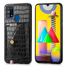 Handyhülle Hülle Luxus Leder Schutzhülle S01D für Samsung Galaxy M31 Schwarz