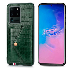 Handyhülle Hülle Luxus Leder Schutzhülle S01D für Samsung Galaxy S20 Ultra 5G Grün