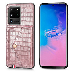 Handyhülle Hülle Luxus Leder Schutzhülle S01D für Samsung Galaxy S20 Ultra 5G Rosegold