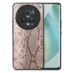 Handyhülle Hülle Luxus Leder Schutzhülle S02D für Huawei Honor Magic5 Pro 5G Hellbraun