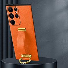 Handyhülle Hülle Luxus Leder Schutzhülle S05 für Samsung Galaxy S23 Ultra 5G Orange