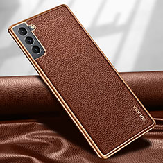 Handyhülle Hülle Luxus Leder Schutzhülle S09 für Samsung Galaxy S21 FE 5G Braun