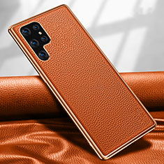 Handyhülle Hülle Luxus Leder Schutzhülle S09 für Samsung Galaxy S24 Ultra 5G Orange