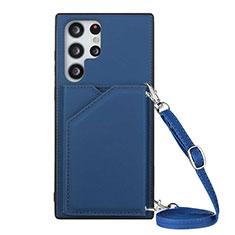Handyhülle Hülle Luxus Leder Schutzhülle Y01B für Samsung Galaxy S22 Ultra 5G Blau
