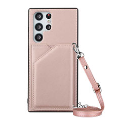 Handyhülle Hülle Luxus Leder Schutzhülle Y01B für Samsung Galaxy S25 Ultra 5G Rosegold