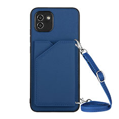 Handyhülle Hülle Luxus Leder Schutzhülle Y02B für Samsung Galaxy A03 Blau