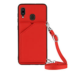 Handyhülle Hülle Luxus Leder Schutzhülle Y02B für Samsung Galaxy A20 Rot