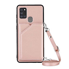 Handyhülle Hülle Luxus Leder Schutzhülle Y02B für Samsung Galaxy A21s Rosegold