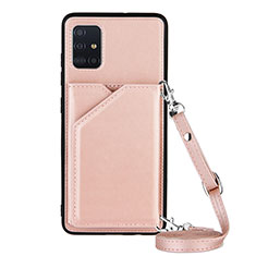 Handyhülle Hülle Luxus Leder Schutzhülle Y02B für Samsung Galaxy M40S Rosegold