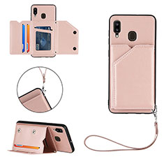 Handyhülle Hülle Luxus Leder Schutzhülle Y03B für Samsung Galaxy A20 Rosegold