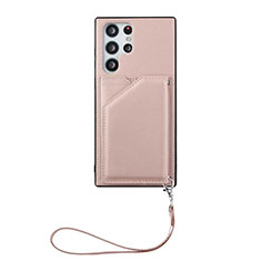 Handyhülle Hülle Luxus Leder Schutzhülle Y03B für Samsung Galaxy S21 Ultra 5G Rosegold