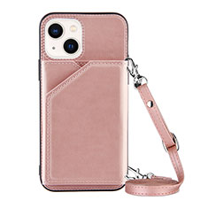 Handyhülle Hülle Luxus Leder Schutzhülle Y04B für Apple iPhone 14 Plus Rosegold