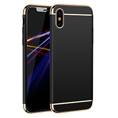 Handyhülle Hülle Luxus Metall Rahmen und Kunststoff M01 für Apple iPhone Xs Max Schwarz